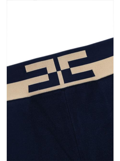 Pantalone jogger in maglia di viscosa navy/crema Elisabetta Franchi | KP62S46E2CL4